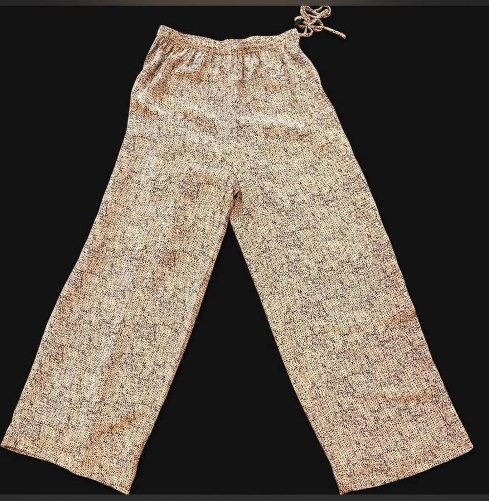 TANGY Collection 100% Mulberry Silk Leopard Print Wide-Leg Pants | Size XL